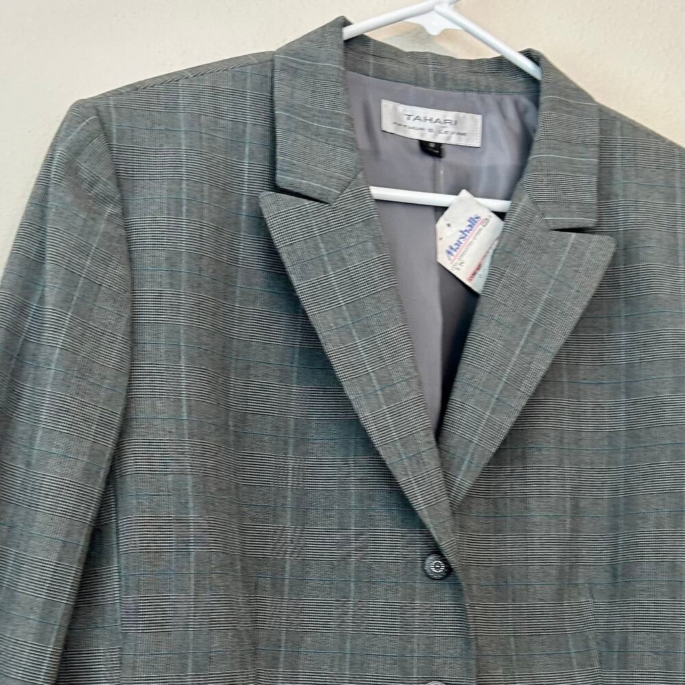 New Tahari Arthur S. Levine Gray Plaid Blazer plus 18 tailored Career Jacket - Picture 4 of 12